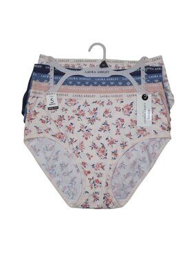 Laura Ashley 5-Pack Briefs Medium Super Soft Polyester/Spandex Blend Multicolor